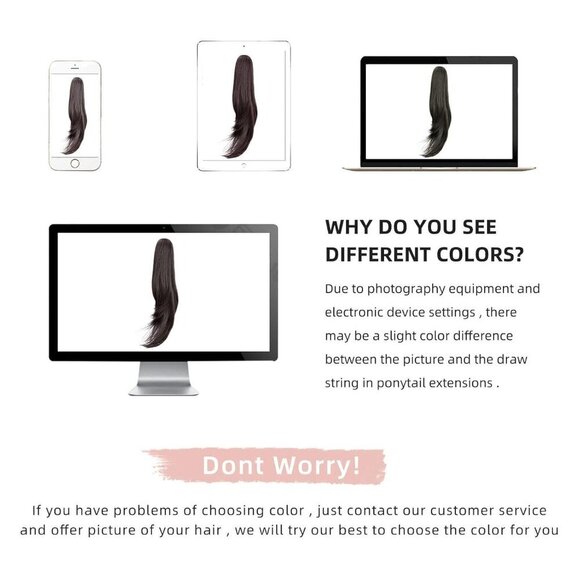 Black Hair Extension Ponytail Claw Wig Synthetic Wavy Straight 22\